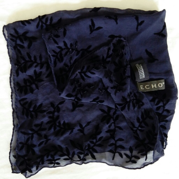 Echo Accessories - ECHO Dark Navy Square Scarf Handkerchief Square